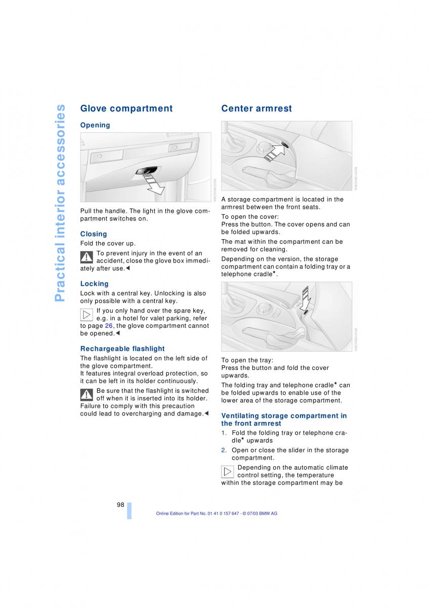 BMW 5 E60 E61 owners manual / page 100