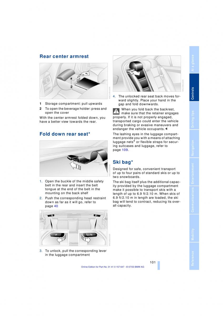 BMW 5 E60 E61 owners manual / page 103