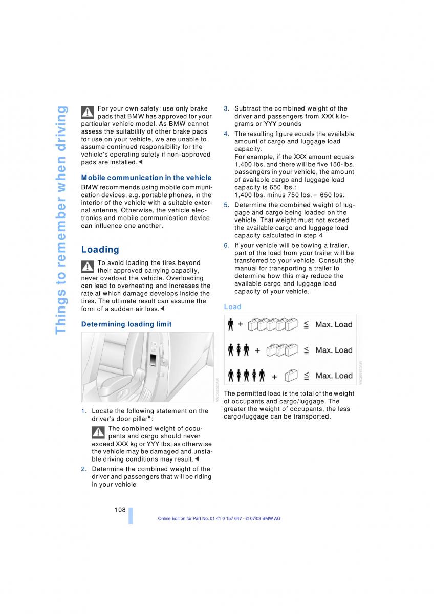 BMW 5 E60 E61 owners manual / page 110