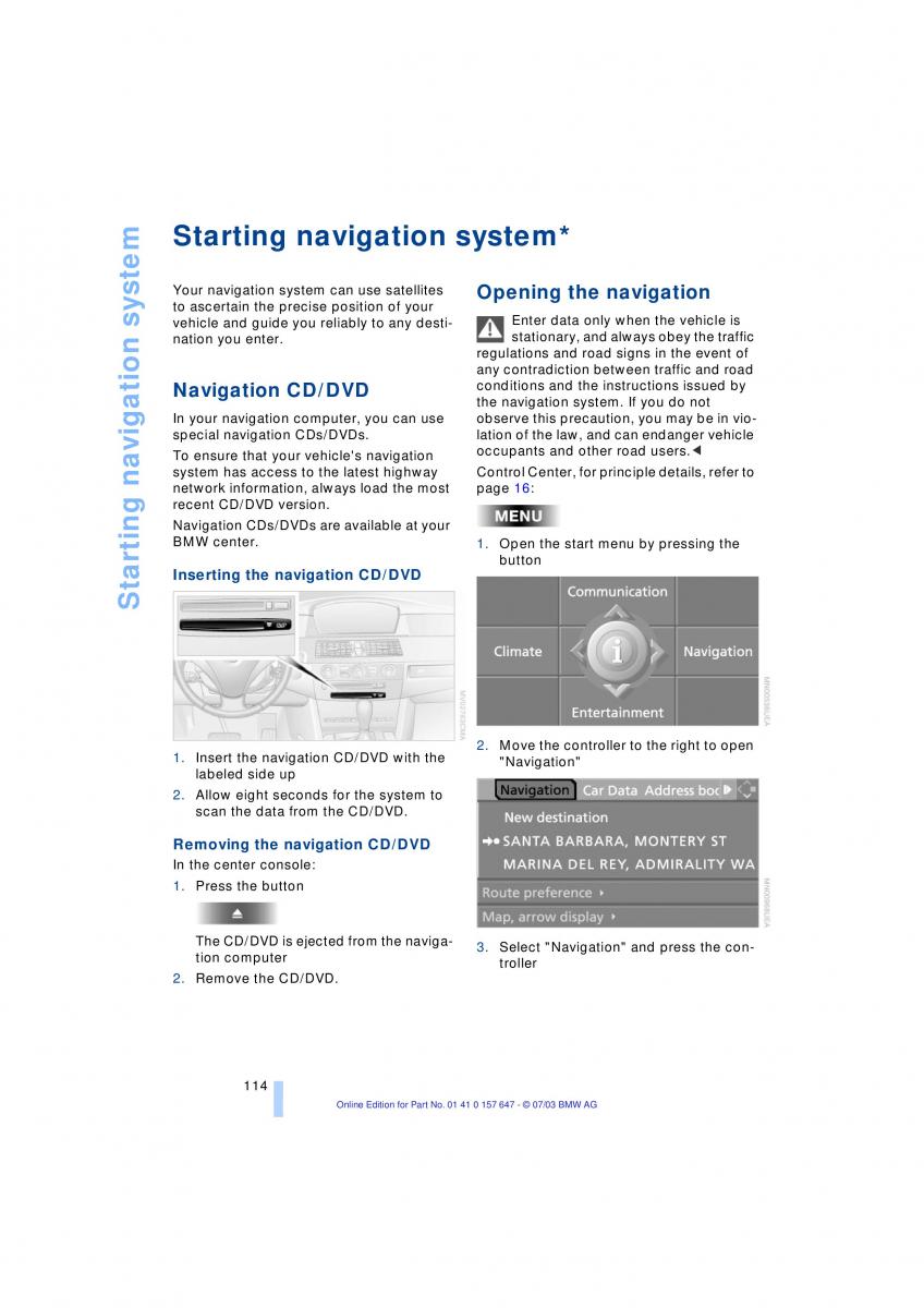 BMW 5 E60 E61 owners manual / page 116