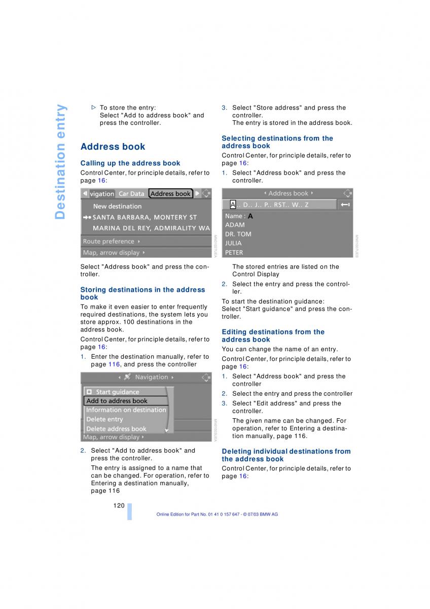 BMW 5 E60 E61 owners manual / page 122