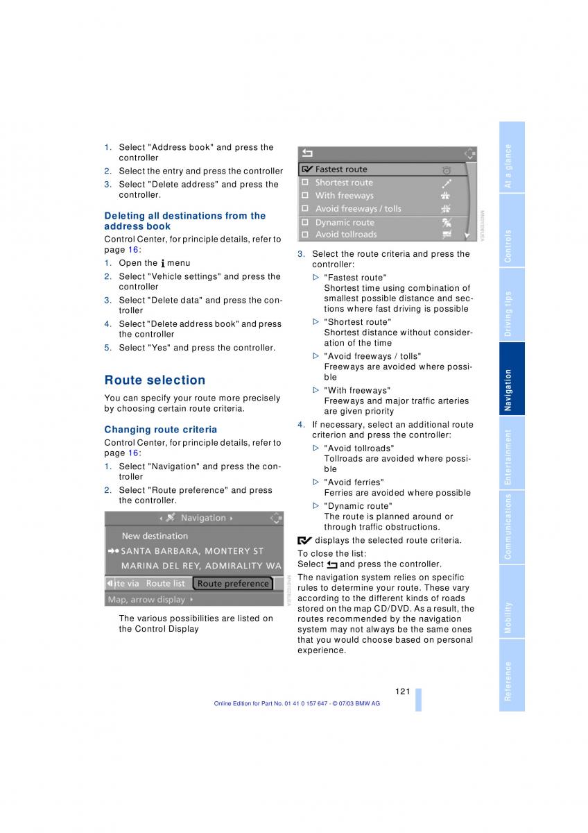 BMW 5 E60 E61 owners manual / page 123