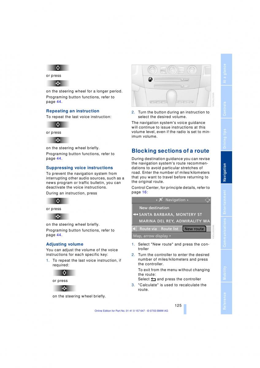 BMW 5 E60 E61 owners manual / page 127