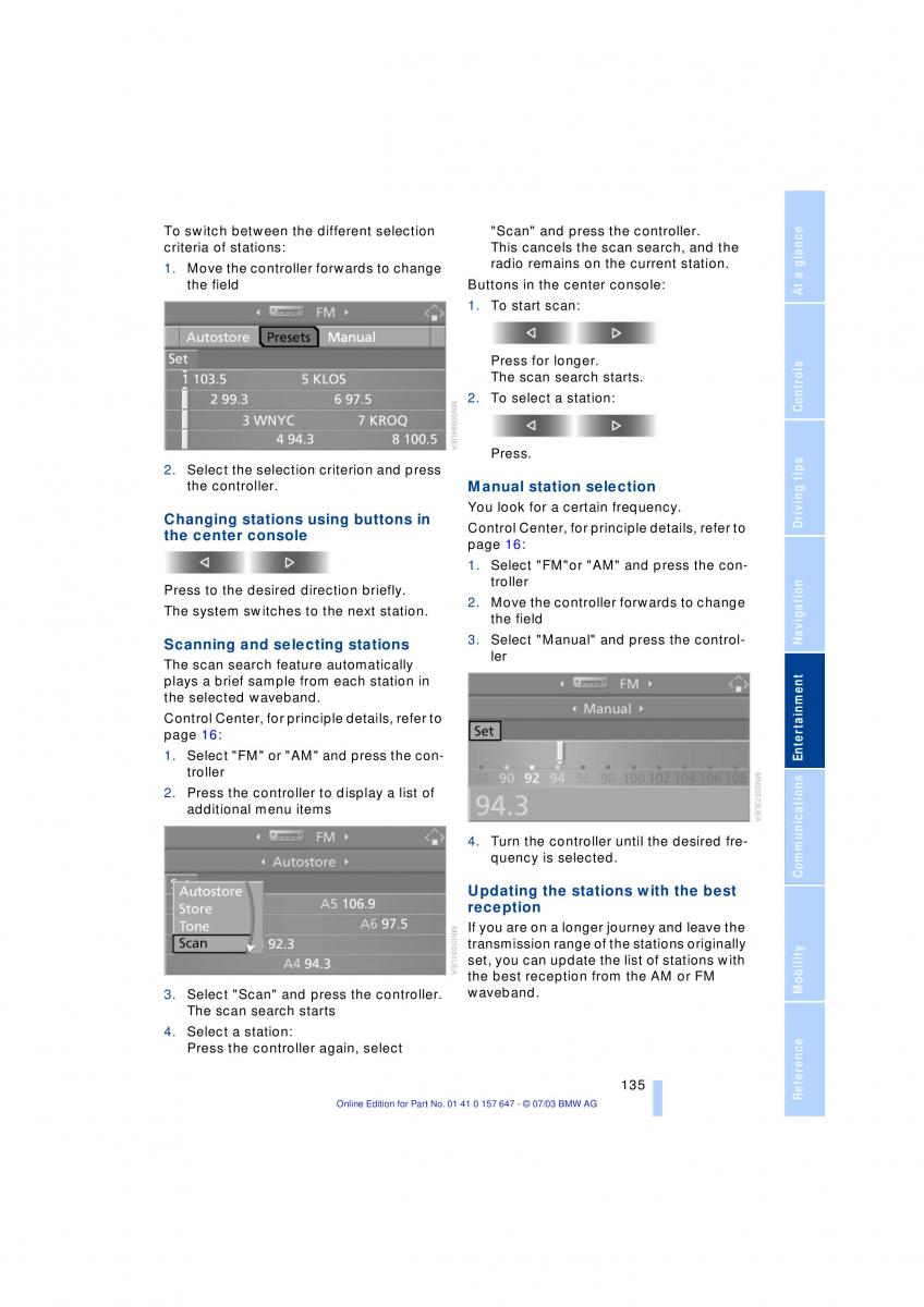 BMW 5 E60 E61 owners manual / page 137