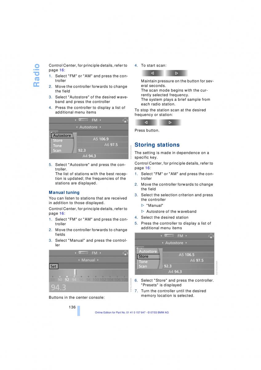 BMW 5 E60 E61 owners manual / page 138