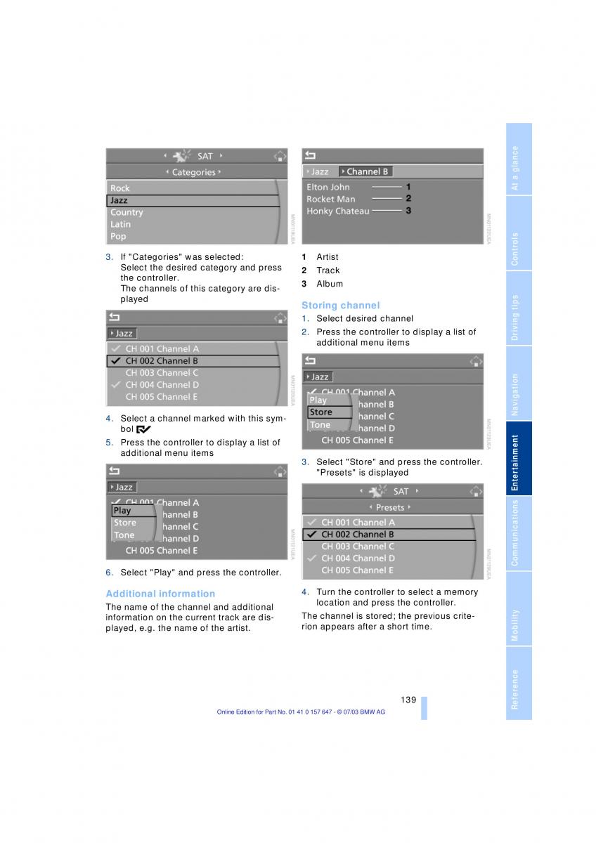 BMW 5 E60 E61 owners manual / page 141