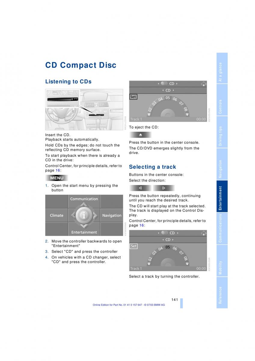 BMW 5 E60 E61 owners manual / page 143