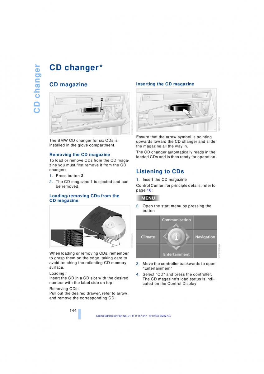 BMW 5 E60 E61 owners manual / page 146