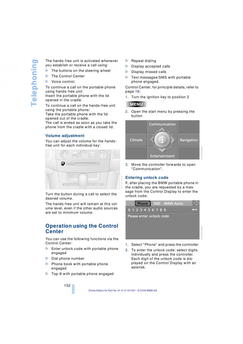 BMW 5 E60 E61 owners manual / page 154