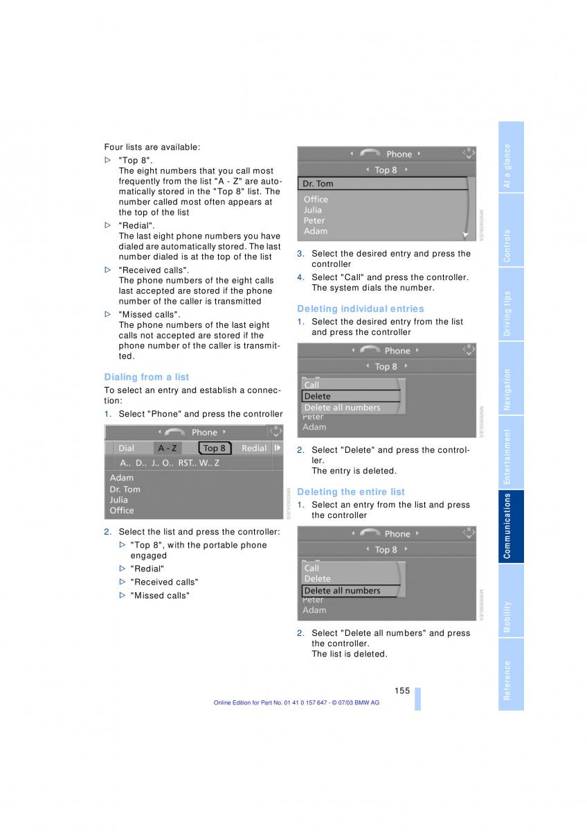 BMW 5 E60 E61 owners manual / page 157