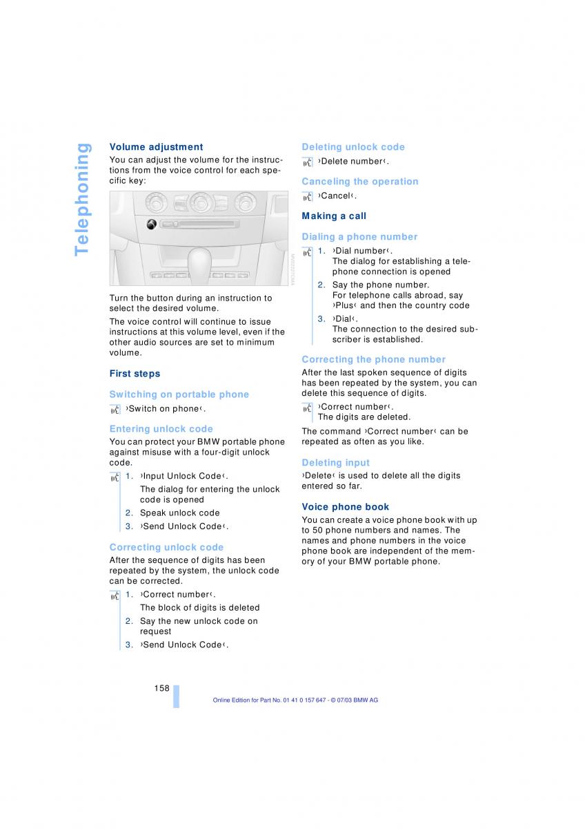 BMW 5 E60 E61 owners manual / page 160