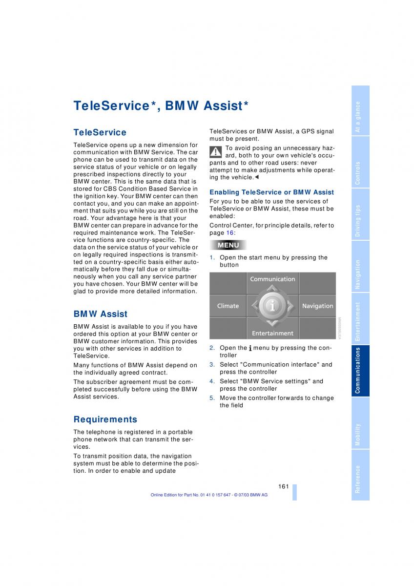 BMW 5 E60 E61 owners manual / page 163