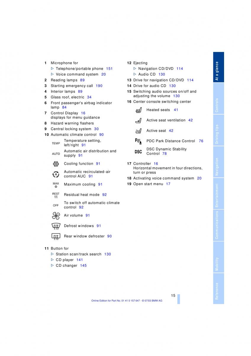 BMW 5 E60 E61 owners manual / page 17