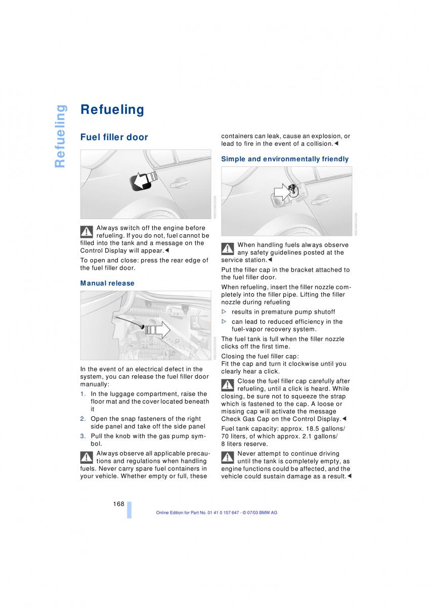 BMW 5 E60 E61 owners manual / page 170