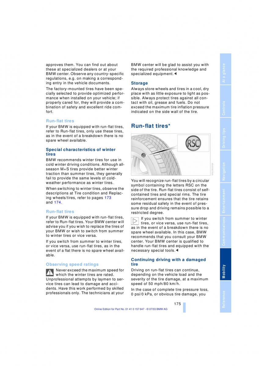 BMW 5 E60 E61 owners manual / page 177