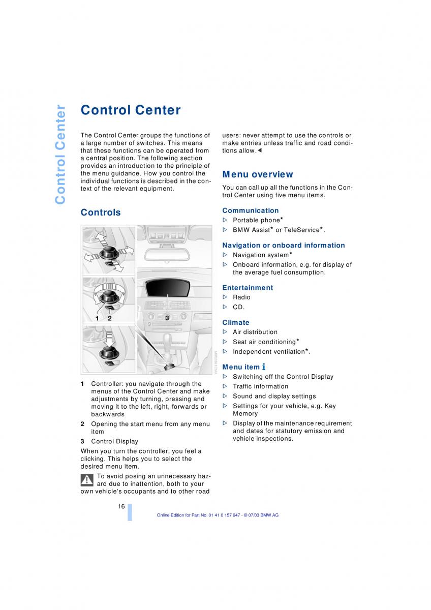 BMW 5 E60 E61 owners manual / page 18