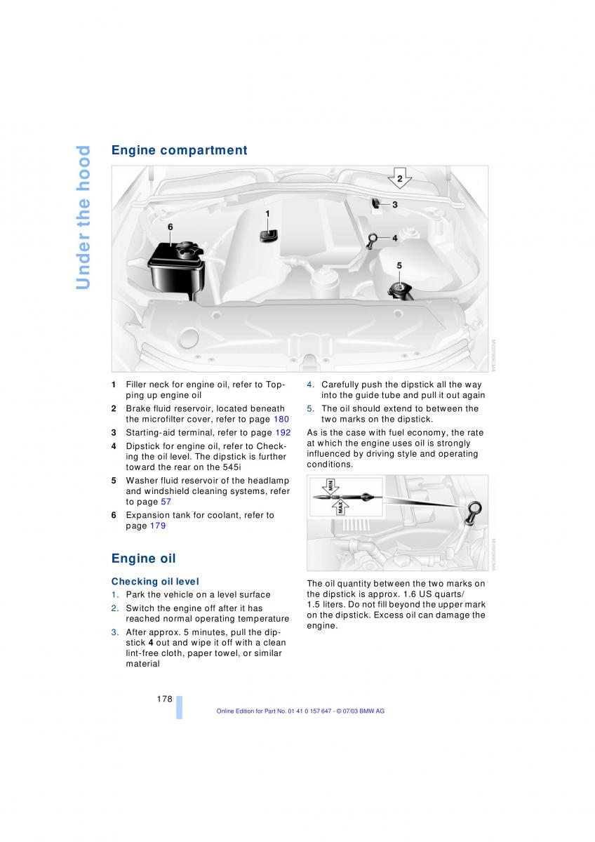 BMW 5 E60 E61 owners manual / page 180