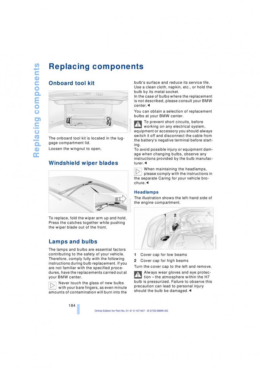 BMW 5 E60 E61 owners manual / page 186