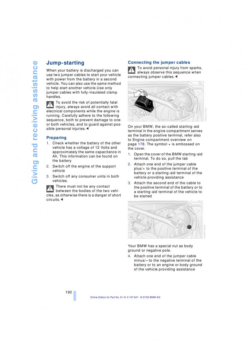 BMW 5 E60 E61 owners manual / page 194