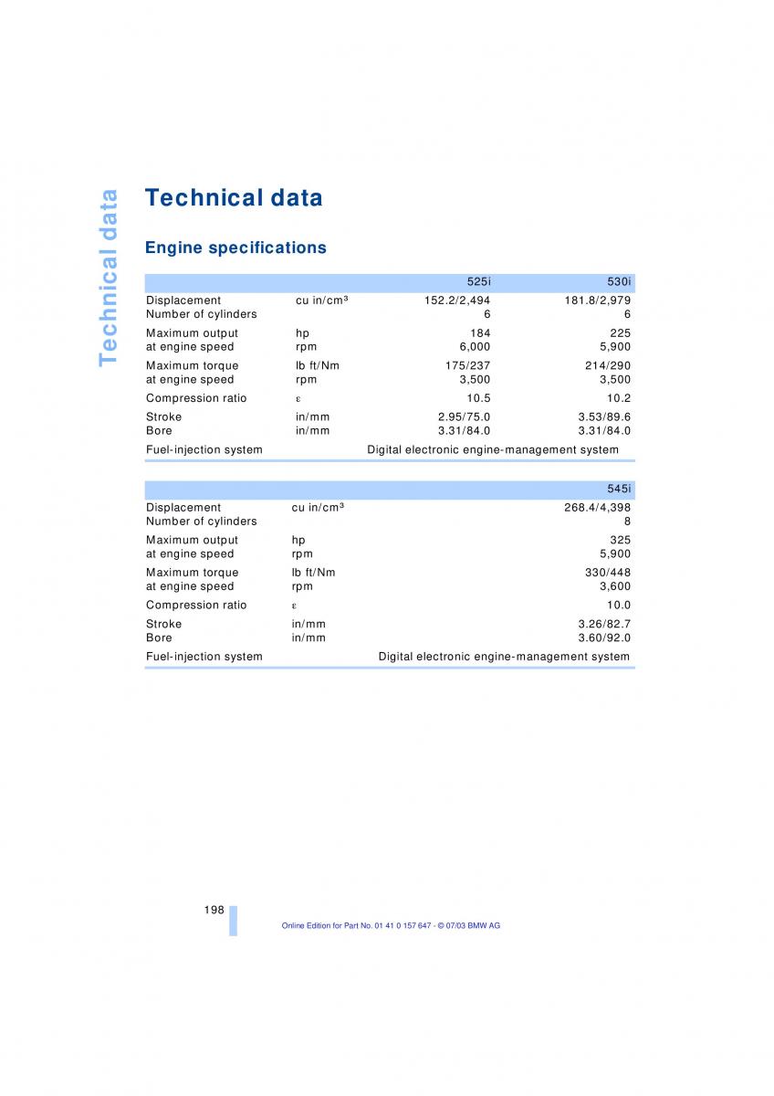 BMW 5 E60 E61 owners manual / page 200