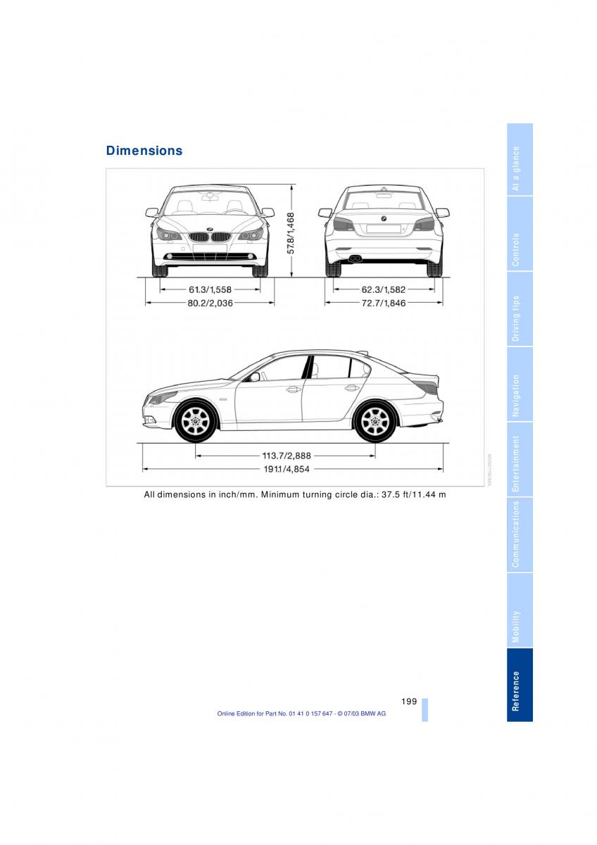 BMW 5 E60 E61 owners manual / page 201