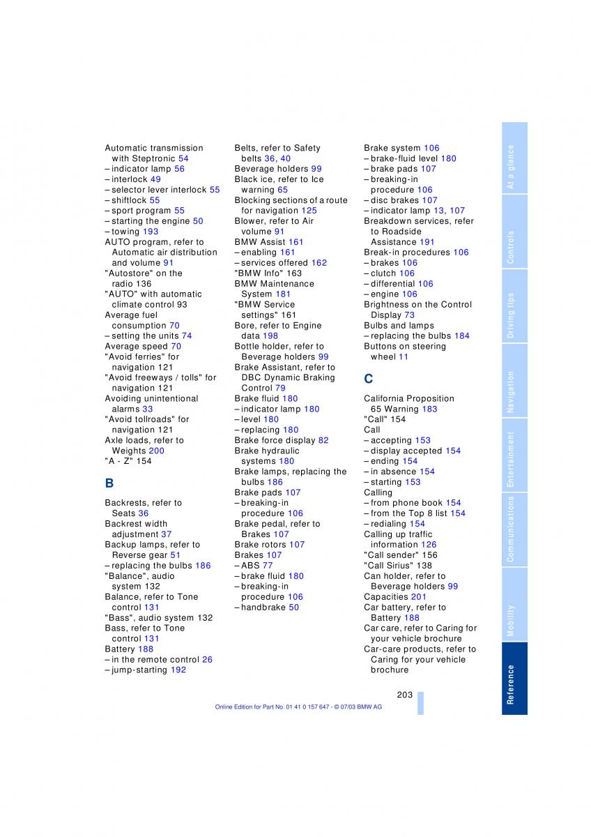 BMW 5 E60 E61 owners manual / page 205