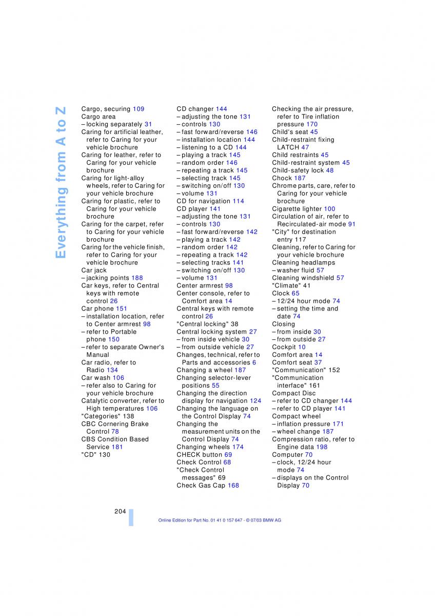 BMW 5 E60 E61 owners manual / page 206