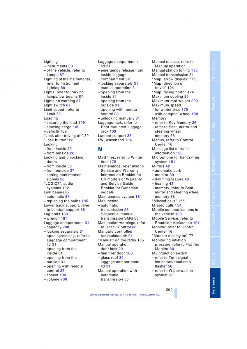 BMW 5 E60 E61 owners manual / page 211