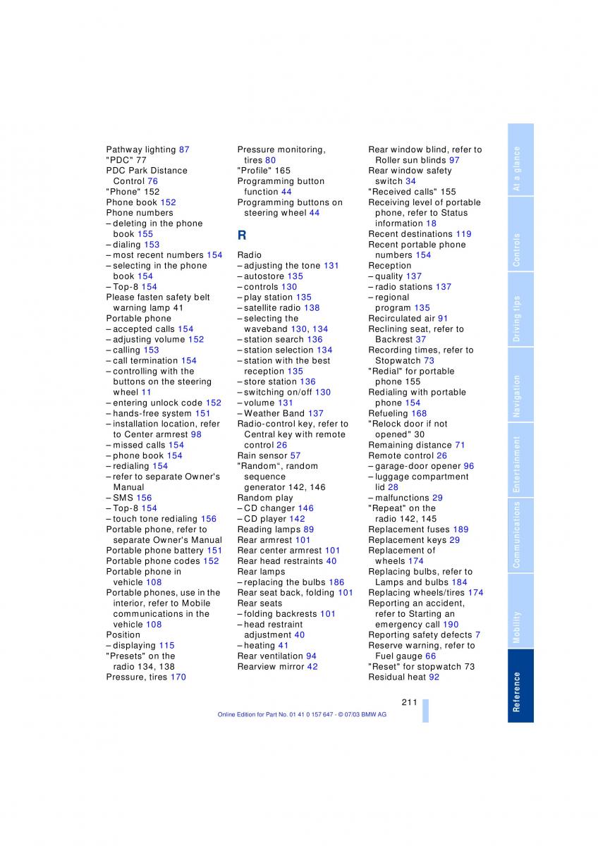 BMW 5 E60 E61 owners manual / page 213