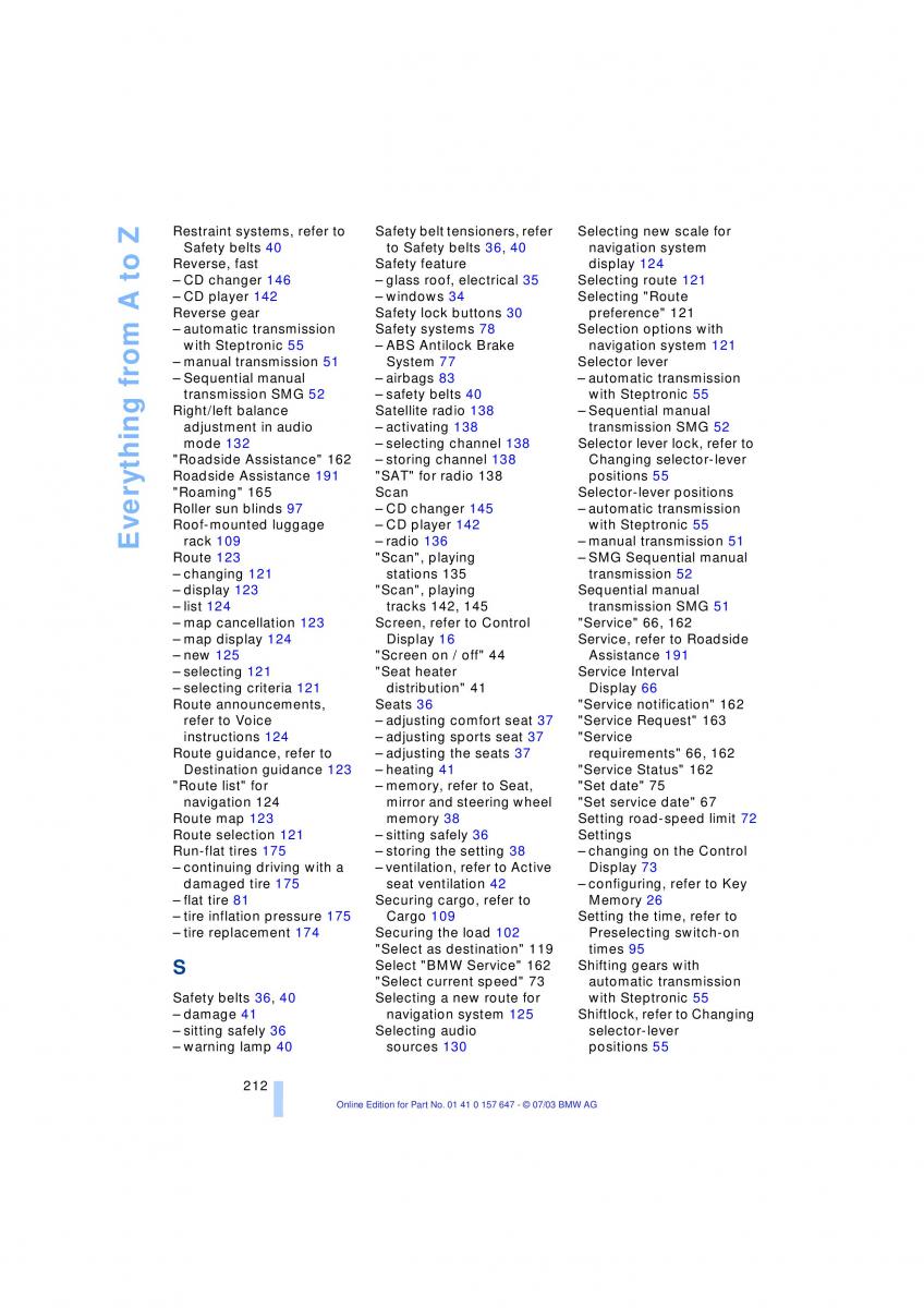 BMW 5 E60 E61 owners manual / page 214