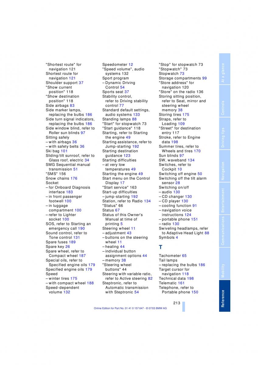 BMW 5 E60 E61 owners manual / page 215