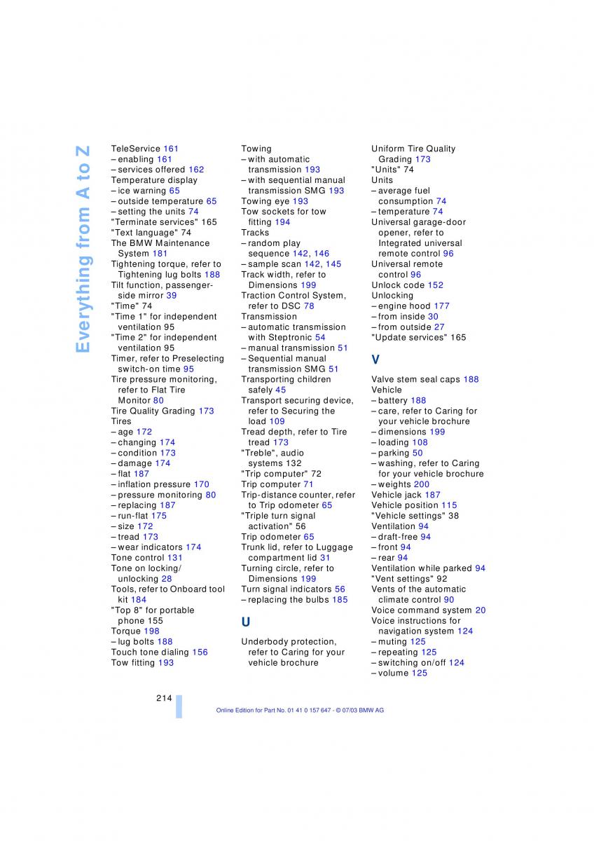 BMW 5 E60 E61 owners manual / page 216