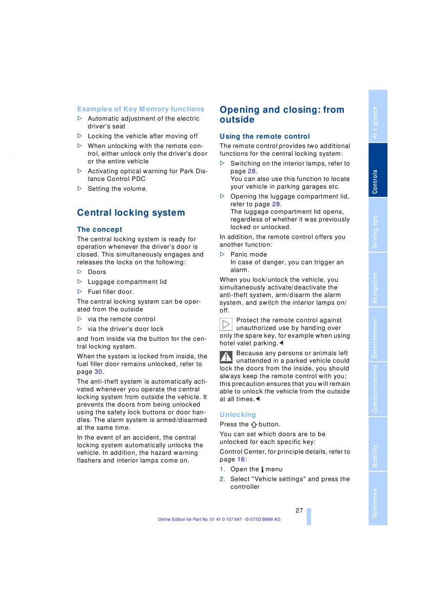 BMW 5 E60 E61 owners manual / page 29