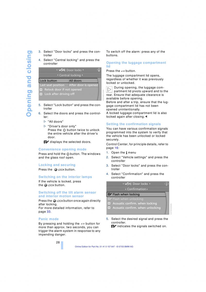 BMW 5 E60 E61 owners manual / page 30