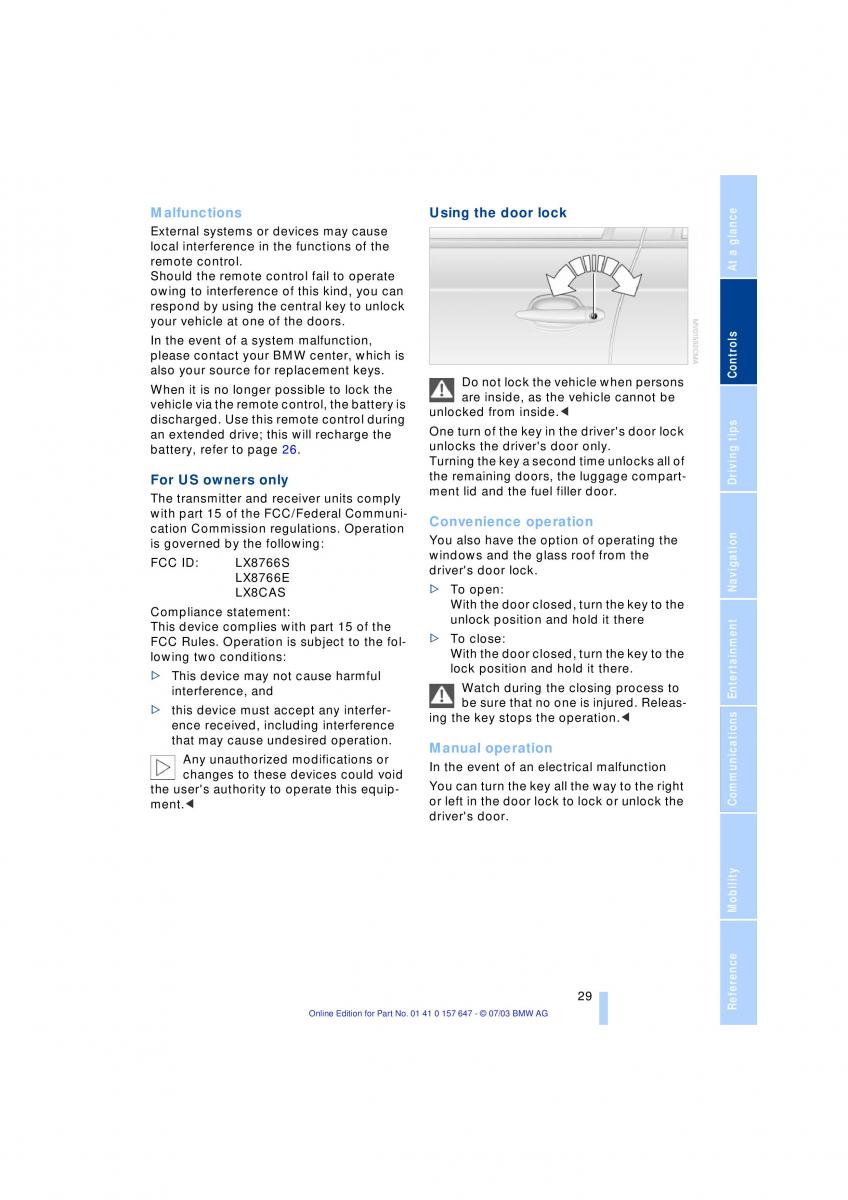 BMW 5 E60 E61 owners manual / page 31