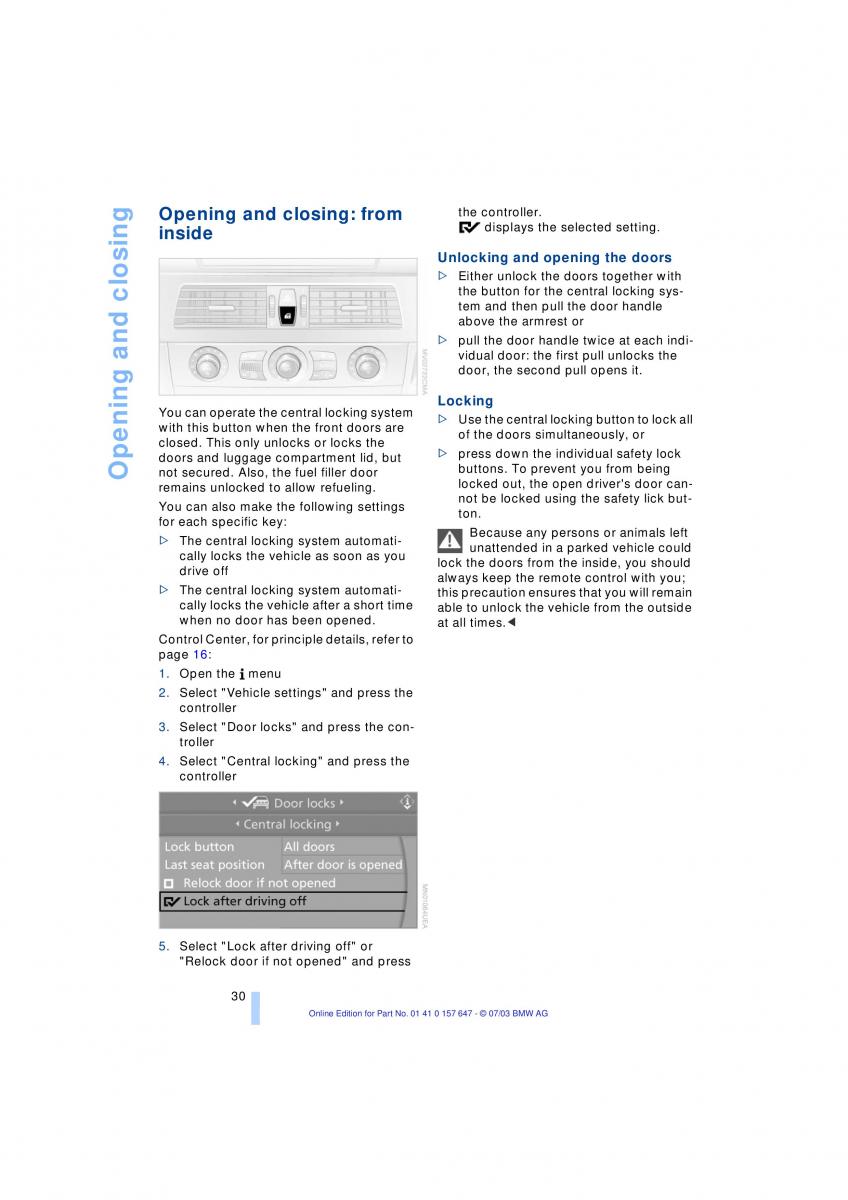 BMW 5 E60 E61 owners manual / page 32