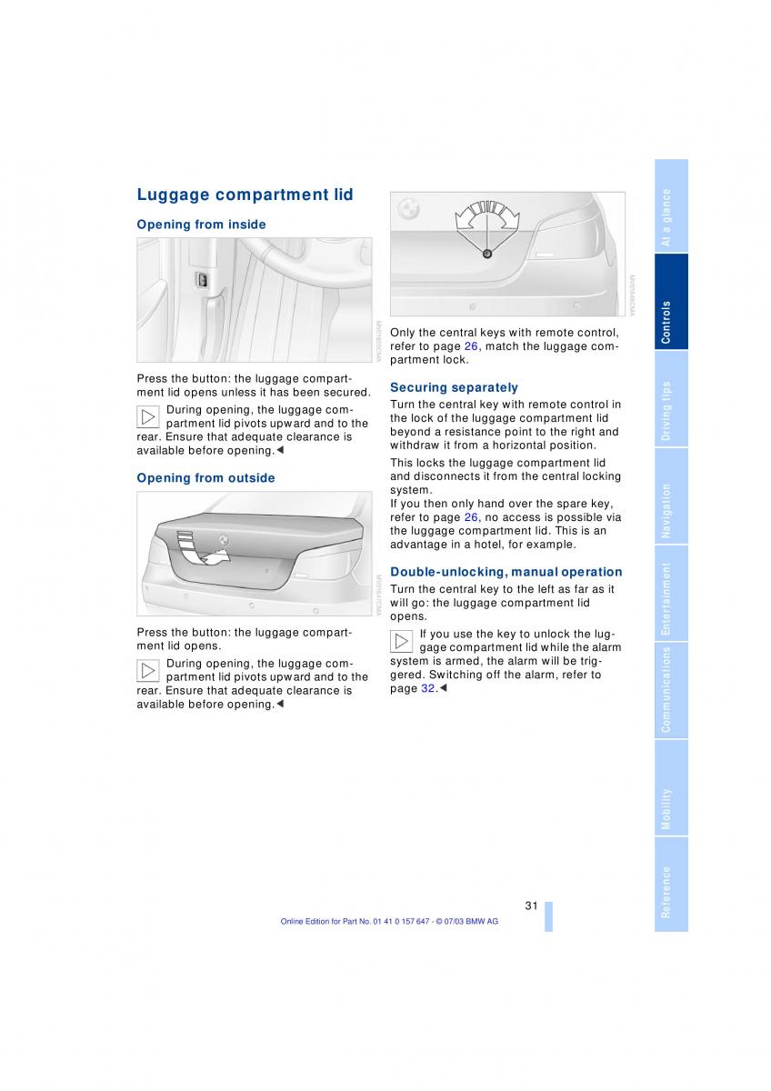 BMW 5 E60 E61 owners manual / page 33