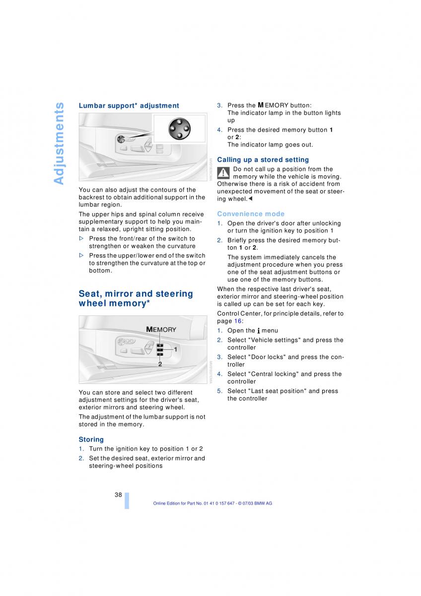 BMW 5 E60 E61 owners manual / page 40