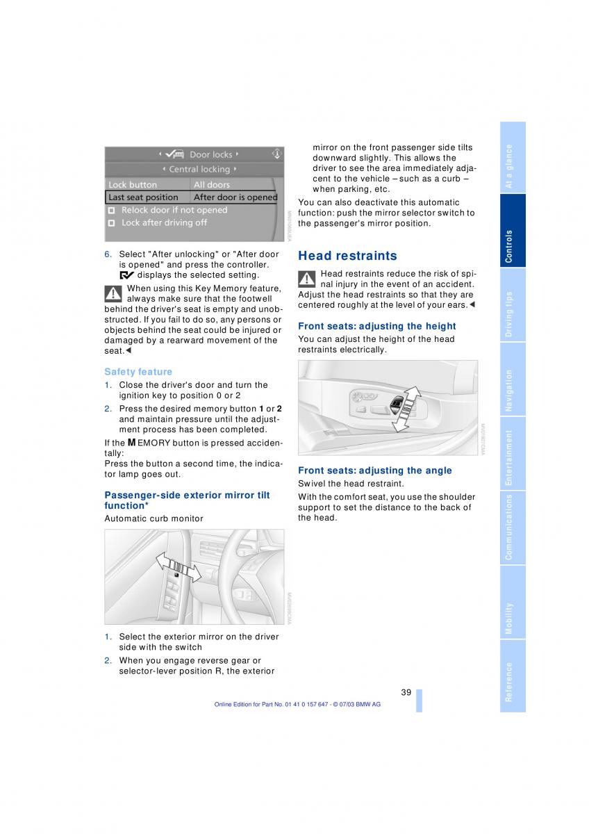 BMW 5 E60 E61 owners manual / page 41