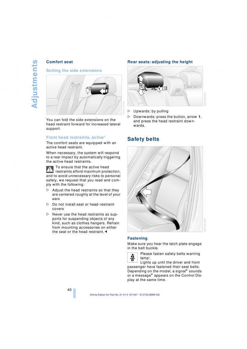 BMW 5 E60 E61 owners manual / page 42