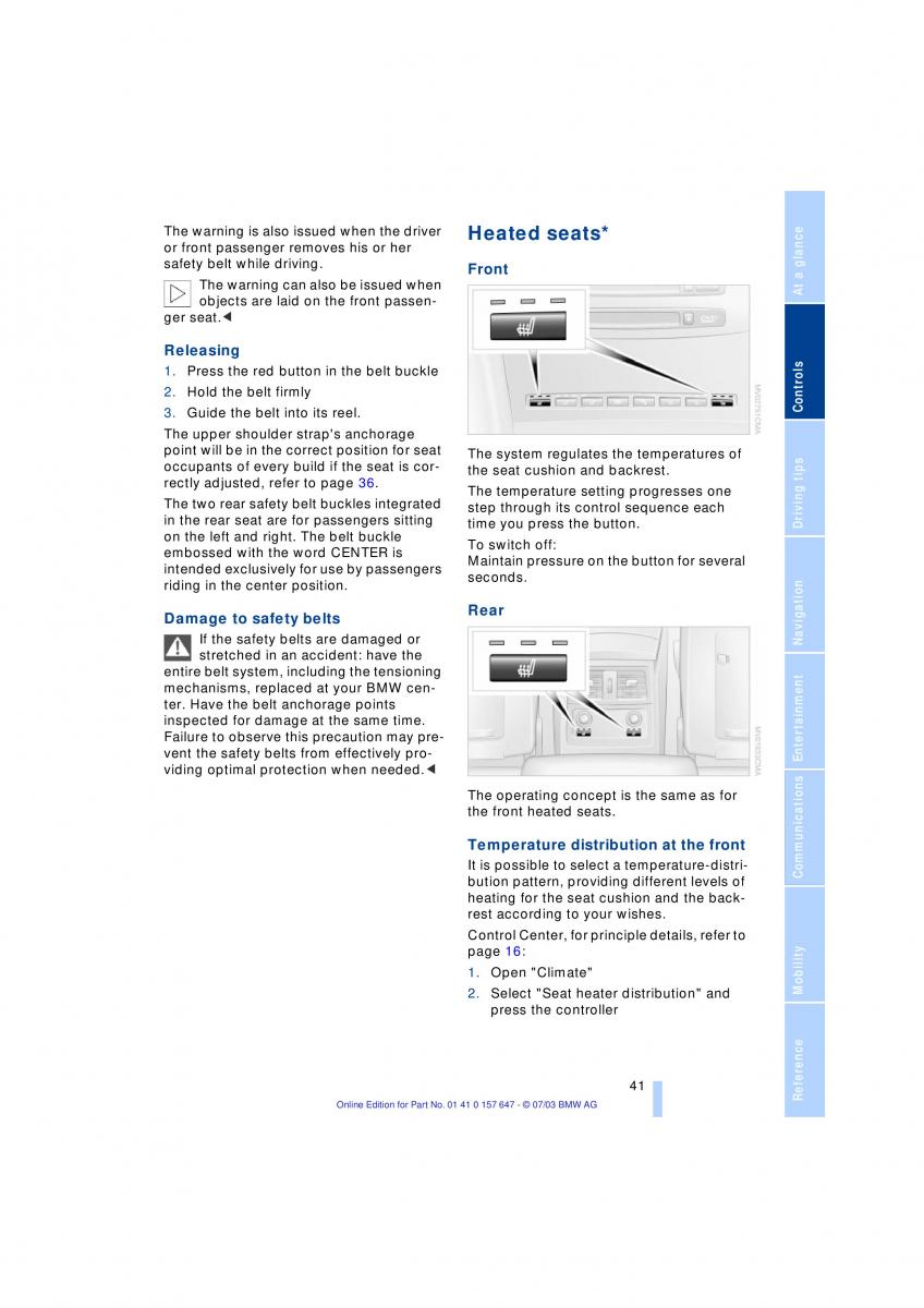 BMW 5 E60 E61 owners manual / page 43