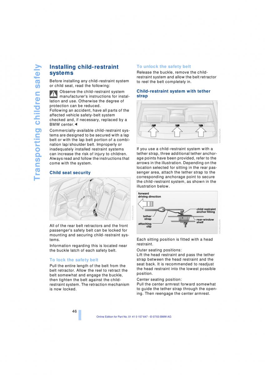 BMW 5 E60 E61 owners manual / page 48