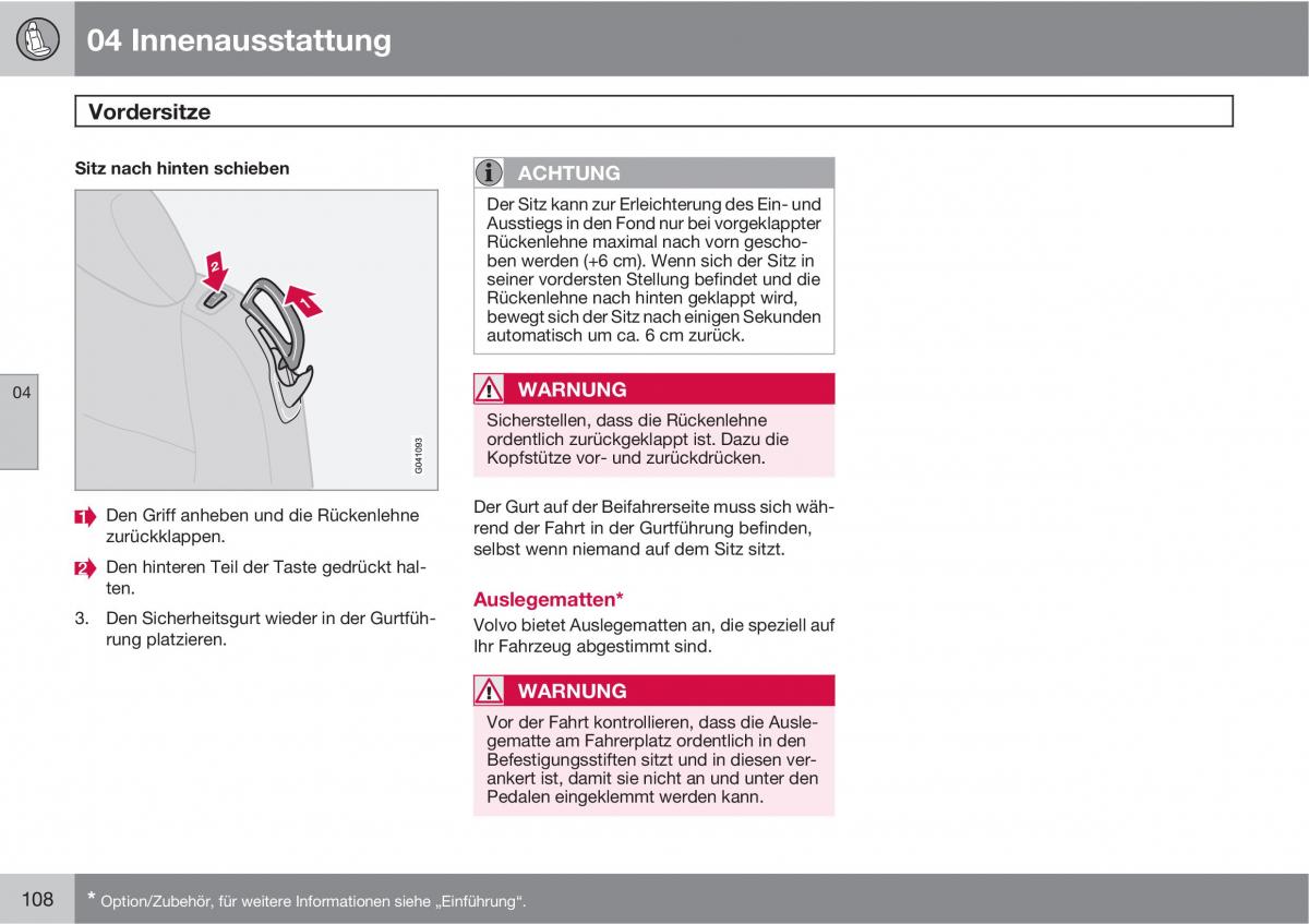 Volvo C70 M II 2 Handbuch / page 110