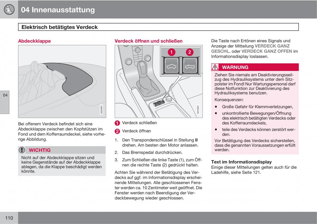 Volvo C70 M II 2 Handbuch / page 112