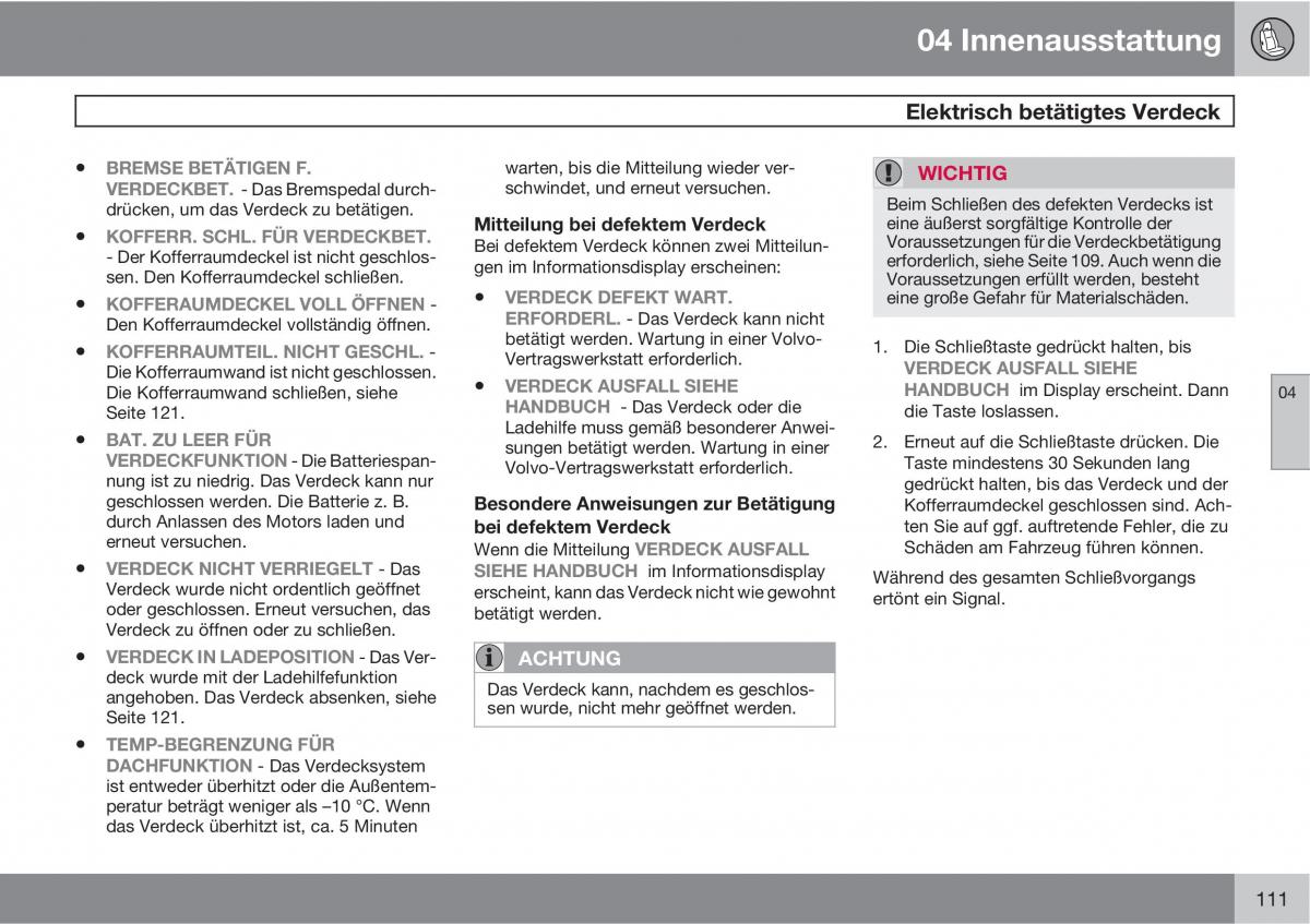 Volvo C70 M II 2 Handbuch / page 113