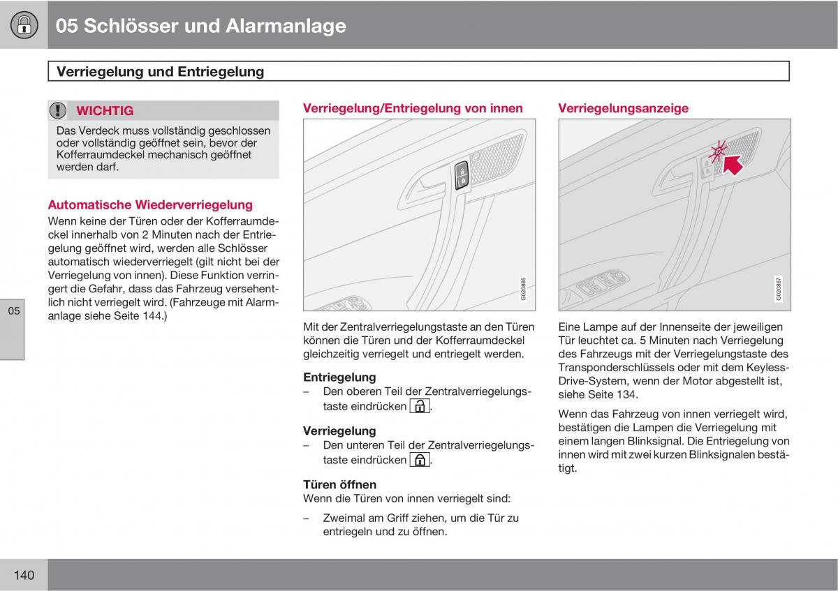 Volvo C70 M II 2 Handbuch / page 142