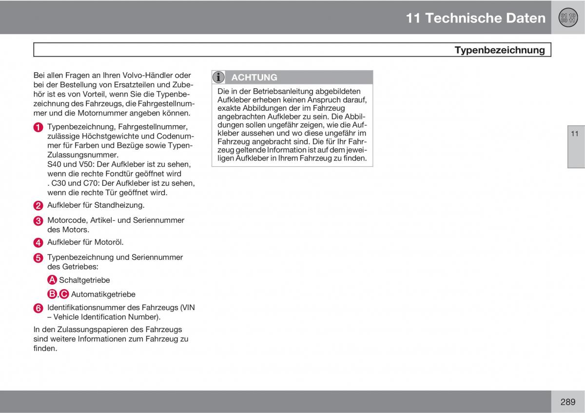 Volvo C70 M II 2 Handbuch / page 291