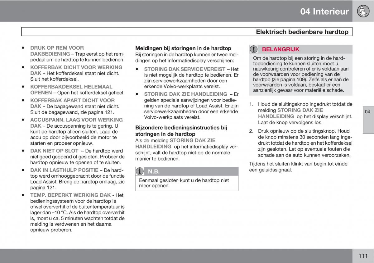 Volvo C70 M II 2 handleiding / page 113