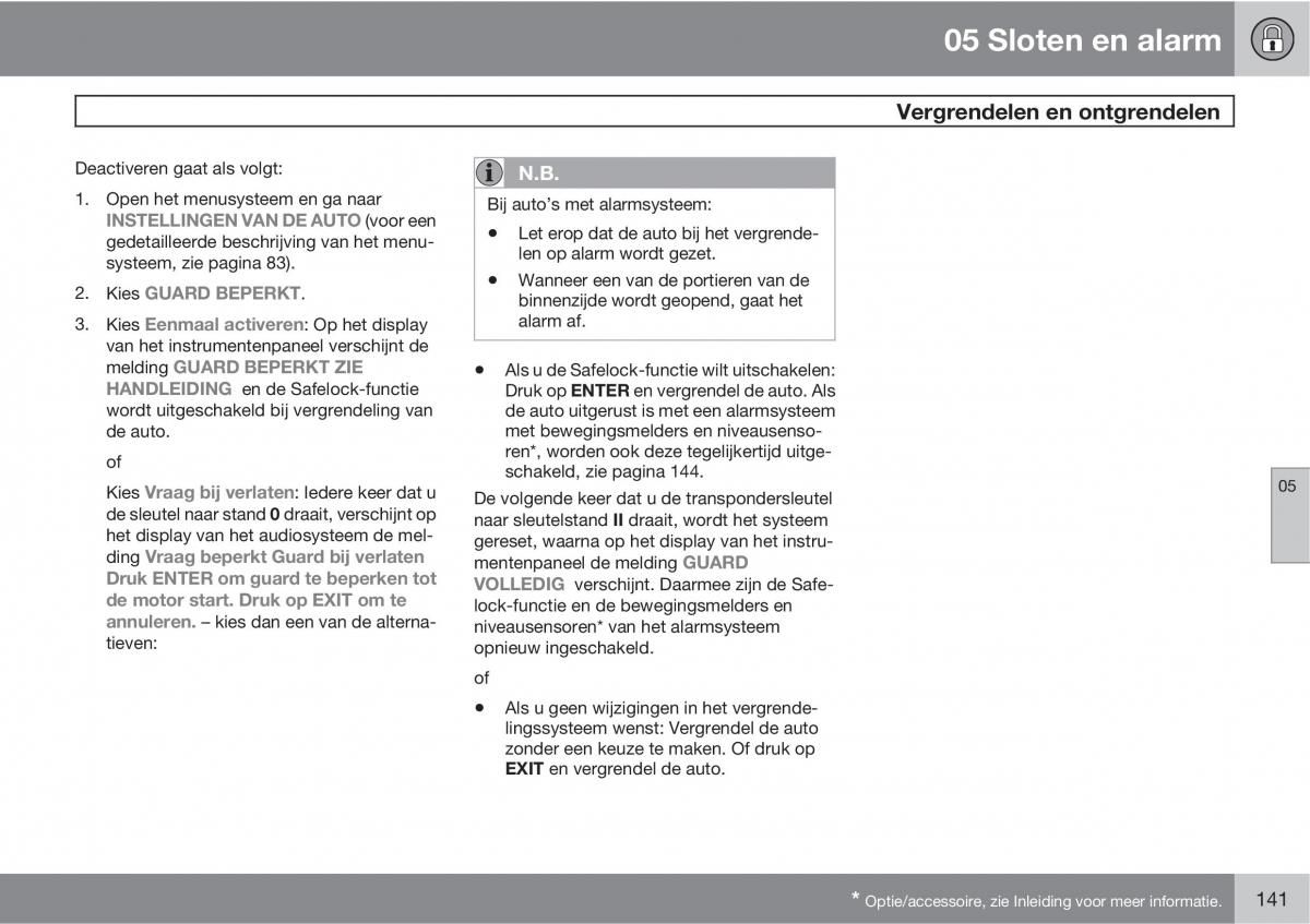 Volvo C70 M II 2 handleiding / page 143