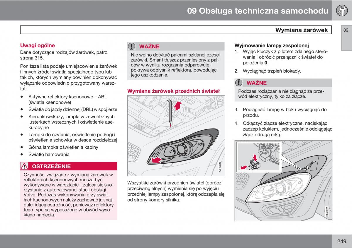 Volvo C70 M II 2 instrukcja obslugi / page 251